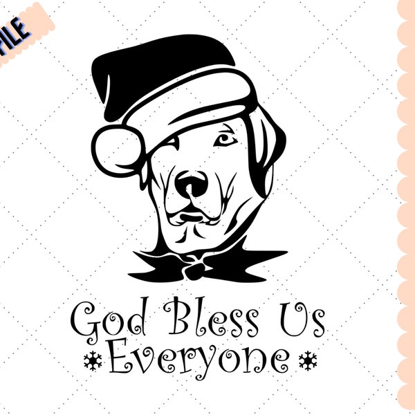 God Bless Us Everyone Pet Dog SVG, Christmas, EPS, Wings svg, Dog svg, dxf, png, pdf Cute, Stylistic, Modern, Trendy, shirt Active Pet paw