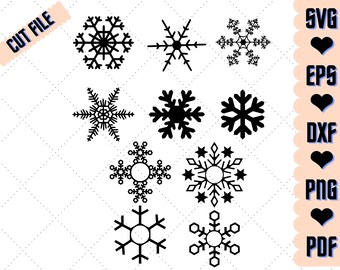 Snowflake Bundle svg png eps dxf pdf/Christmas Snowflake svg/Christmas svg/Winter svg/snow svg/snowflake clip art cut file download svg