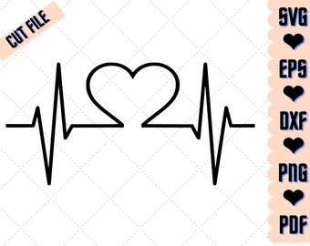 Heartbeat ECG SVG-clipart: vectorbestanden (digitale download)