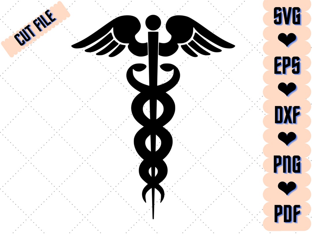 Caduceus SVG: Medical Symbol, Doctor & Nurse Cut Files (digital ...