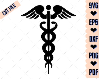 Caduceus SVG: medisch symbool, arts en verpleegkundige gesneden bestanden (digitale download)