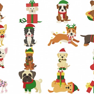 16 Christmas Dog Breed Pack, Holiday Embroidery Design Pack