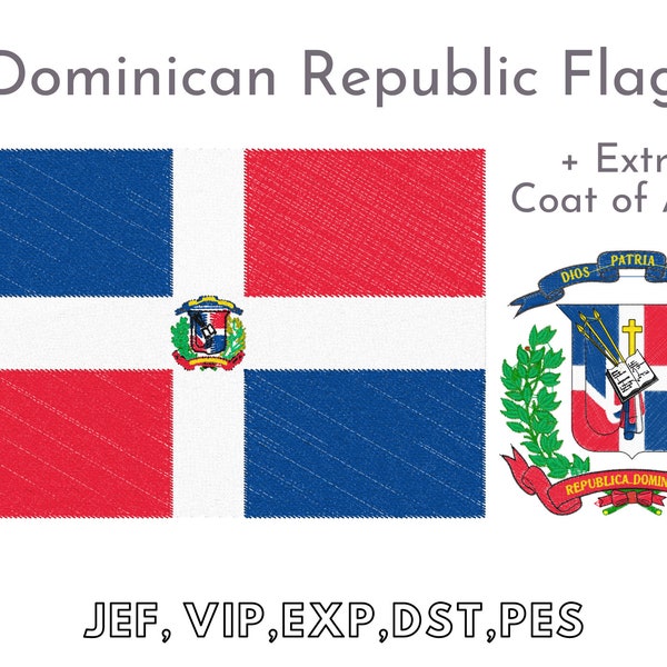 Dominical Republic Flag,  Machine Embroidery Files, Instant Download