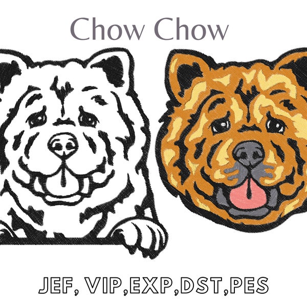 Chow Chow, Embroidery Design,  Easy Machine Embroidery, Digital File