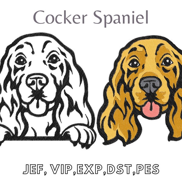 Cocker Spaniel, Embroidery Design,  Easy Machine Embroidery, Digital File