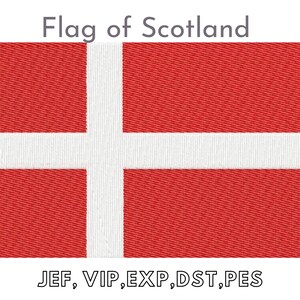 May include: The flag of Scotland, a white cross on a red background. The cross is a diagonal white cross, with the arms of the cross extending to the edges of the flag. The flag is a symbol of Scotland's national identity.