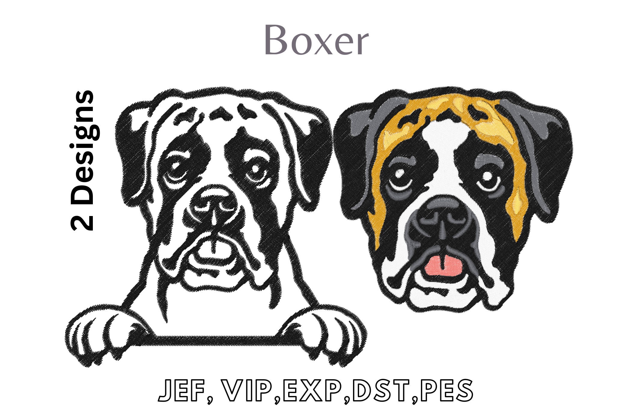 Boxer Dog Breed,  Easy Machine Embroidery, Digital File