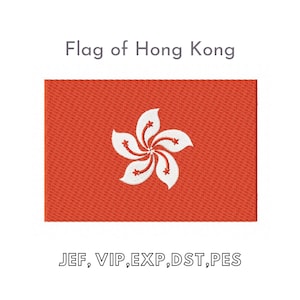 Flag of Hong Kong, Machine Embroidery Files, Instant Download