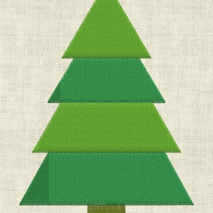 Puede incluir: Un árbol de Navidad verde con un tronco marrón, hecho de tela y cosido en capas.