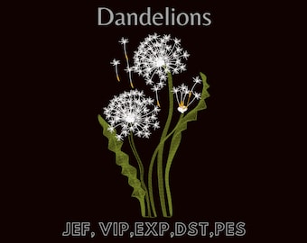 Dandelions , Easy Machine Embroidery, Instant Download, Digital File