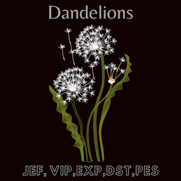 Dandelions , Easy Machine Embroidery, Instant Download, Digital File