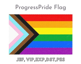 Progress Pride Flag (LGBTQ+), Machine Embroidery File, Instant Download