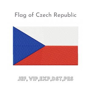 May include: The flag of the Czech Republic. It is a horizontal tricolour with a blue wedge on the hoist side. The top band is white, the middle band is red, and the bottom band is blue.