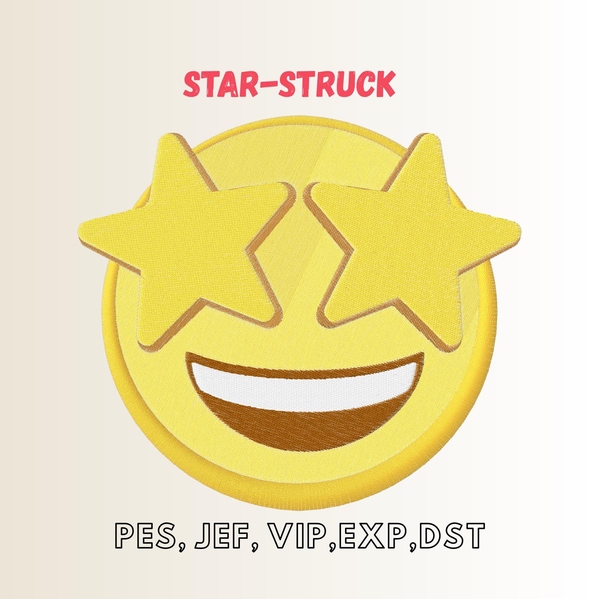 Star-Struck Emoji Embroidery Design - Star Face, Embroidery Design, Instant Download