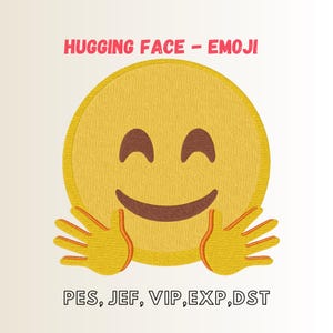 Hugging Face Emoji Embroidery Design | Digital Download | 10 Sizes | Machine Embroidery File