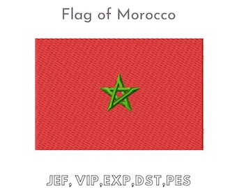Flag of Morocco, Machine Embroidery Files, Instant Download
