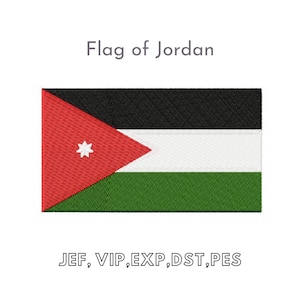 Flag of Jordan, Machine Embroidery Files, Instant Download