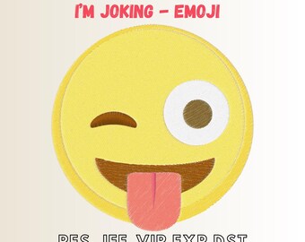 I'm Joking Emoji Embroidery Design - Star Face, Embroidery Design, Instant Download