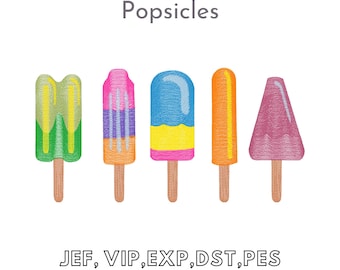 Popsicles Embroidery Design, Easy Machine Embroidery File, Instant Download