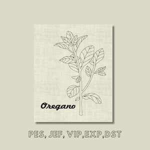 Oregano Embroidery Design, Botanical Herbs, Easy Machine Embroidery, Instant Download, Digital File
