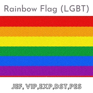 Pride Rainbow Flag (LGBT), Machine Embroidery File, Instant Download