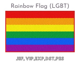 Pride Rainbow Flag (LGBT), Machine Embroidery File, Instant Download
