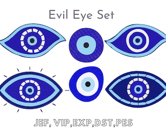 Evil Eye Embroidery Design Set, Machine Embroidery File, Instant Download