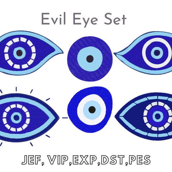 Evil Eye Embroidery Design Set, Machine Embroidery File, Instant Download