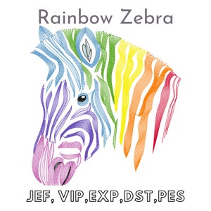 Regnbågszebra, enkel maskinbroderi, digital fil