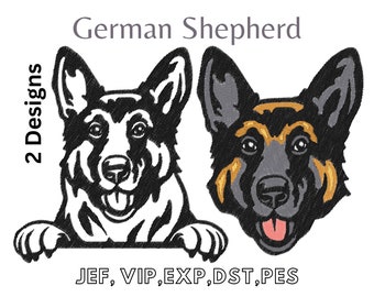 German Shepherd, Embroidery Design,  Easy Machine Embroidery, Digital File