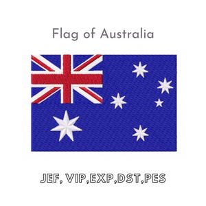 Könnte beinhalten: Die Flagge Australiens, ein blaues Feld mit einem weißen siebenzackigen Stern in der Mitte und sechs weißen fünfzackigen Sternen in der oberen Ecke am Mast und am äußeren Rand. Die obere Ecke am Mast zeigt auch die Union Jack in Rot und Weiß.