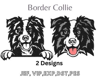 Border Collie, Easy Machine Embroidery, Digital File