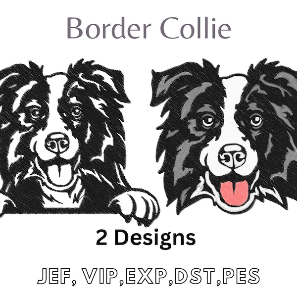 Border Collie, Easy Machine Embroidery, Digital File