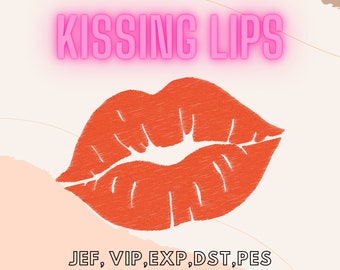 Kissing Lips , Easy Machine Embroidery, Instant Download, Digital File