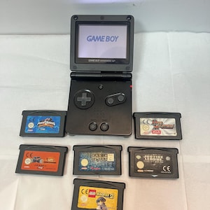 Vintage Game Boy Advance SP Console Bundle with 6 Games - Fully Working - Nintendo Retro Handheld
