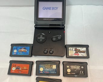 Vintage Game Boy Advance SP Console Bundle with 6 Games - Fully Working - Nintendo Retro Handheld