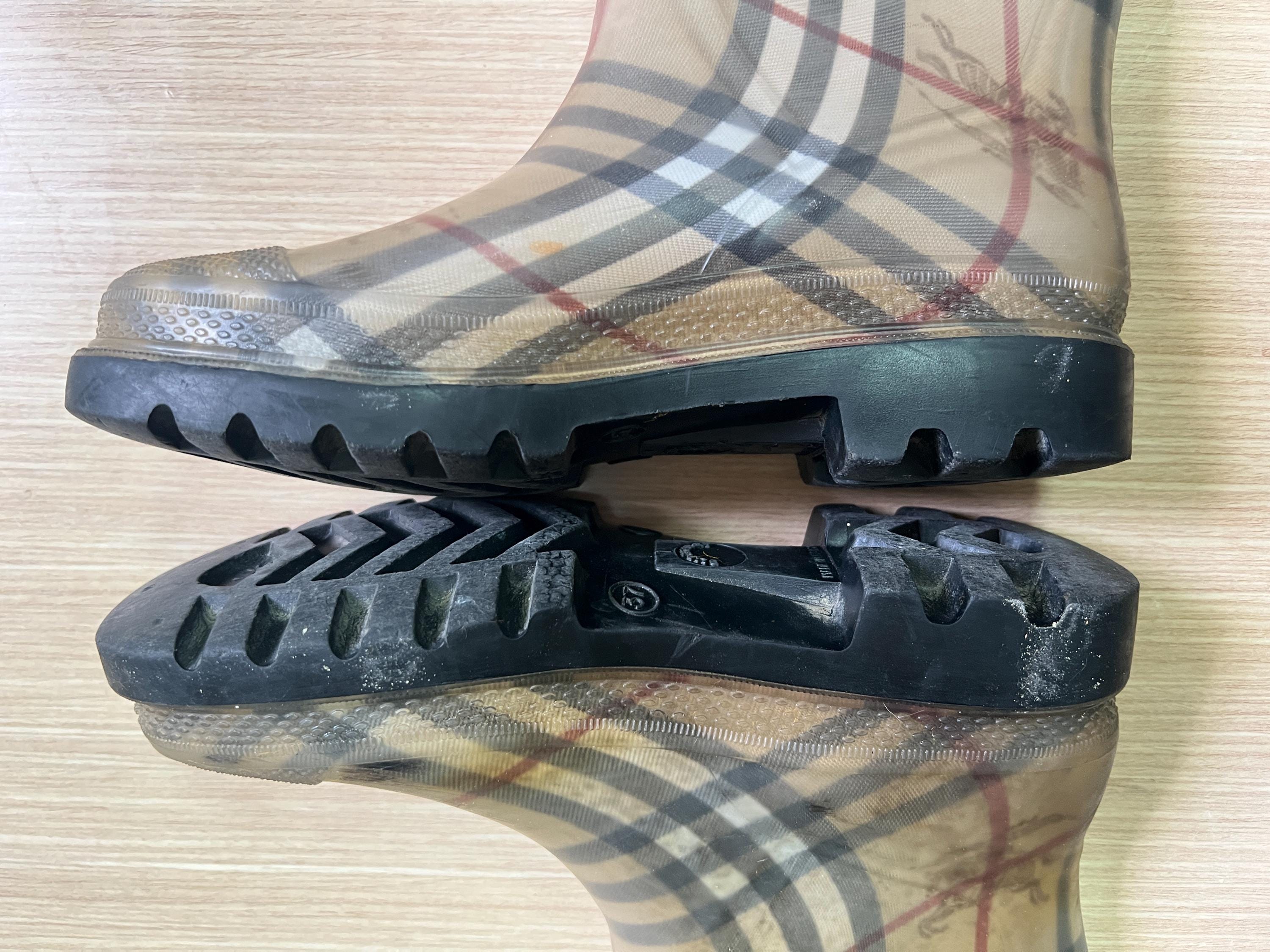 Vintage Women's Burberry Rubber Rain Boot Nova Check Pattern