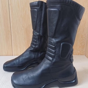 Prada FW1999 zwarte leren motorlaarzen – vintage designer bikerlaarzen – zeldzaam catwalkarchief stukmaat EUR 37