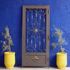 Handmade Wrought Iron Gate, CUSTOM IRON DOOR, Unique Metal Entry Grey Gate, Rustic Garden Gate, Heavy Duty Driveway Gate, Outdoor Decor