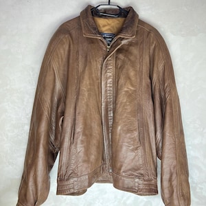 Veste en cuir Burberrys marron vintage pour homme Taille 44