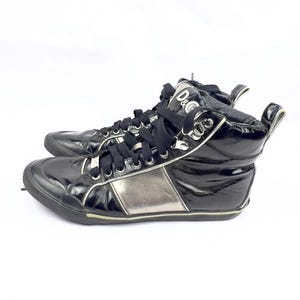 Vintage Dolce & Gabbana Men&#39;s High Top Sneakers Patent Leather Shoes Size US 8 UK 7 EUR 41