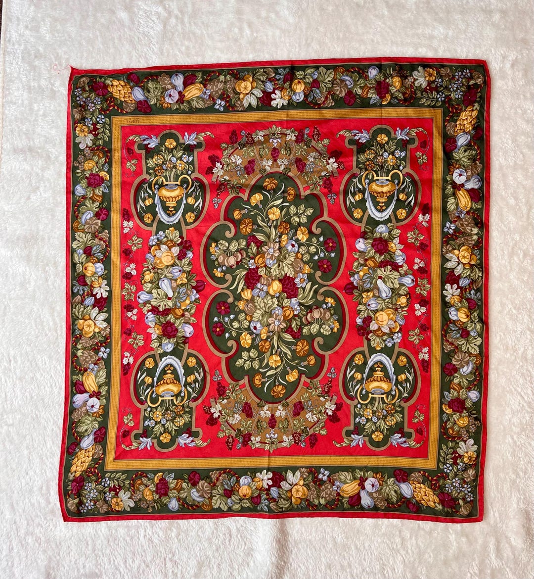 Vintage Loewe Tapices Reales 100% Silk Floral Square Multicolor Scarf - Etsy Vintage Loewe Tapices Reales 100% Silk Floral Square Multicolor Scarf - Etsy