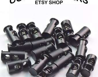 MATTE BLACK Metal Classic Cord Stoppers Lace Locks For Shoelaces Laces Strings & Cords Alike Ships From The USA