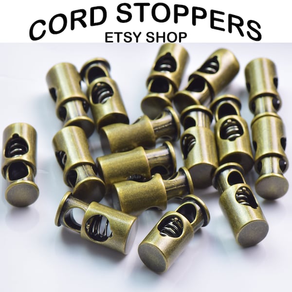 DISTRESSED GOLD Plated Metal Classic Cord Stoppers Lace Locks For Shoelaces Laces Strings & Cords Alike Ships From The USA