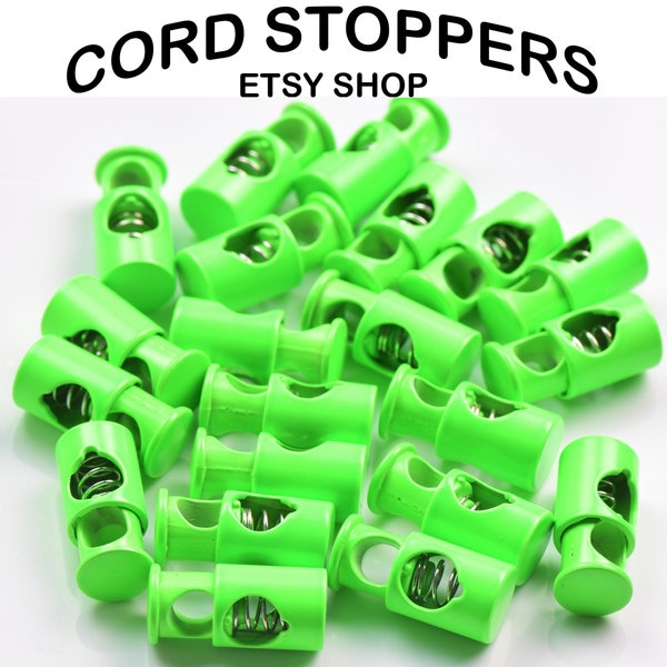 NEON GREEN Metal Classic Cord Stoppers Lace Locks For Shoelaces Laces Strings & Cords Alike Ships From The USA