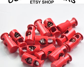 RED Metal Classic Cord Stoppers Lace Locks For Shoelaces Laces Strings & Cords Alike Ships From The USA