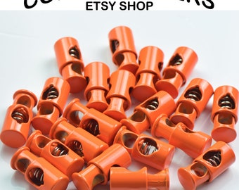 ORANGE Metal Classic Cord Stoppers Lace Locks For Shoelaces Laces Strings & Cords Alike Ships From The USA