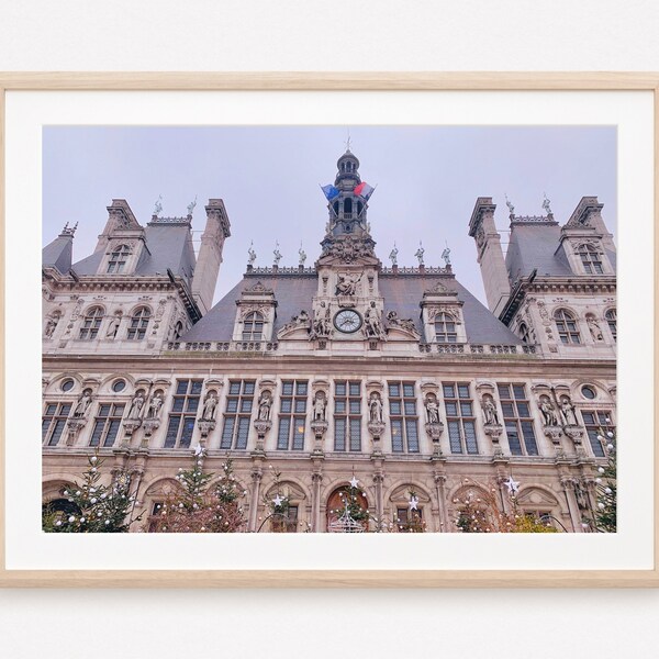 Paris, France - Hotel de Ville at Christmas - Instant Digital Download Photography