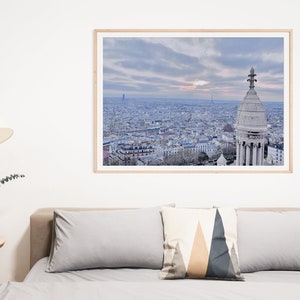 View of Paris with Eiffel Tower from Sacre Coeur at Sunset Instant Digital Download Photography image 2