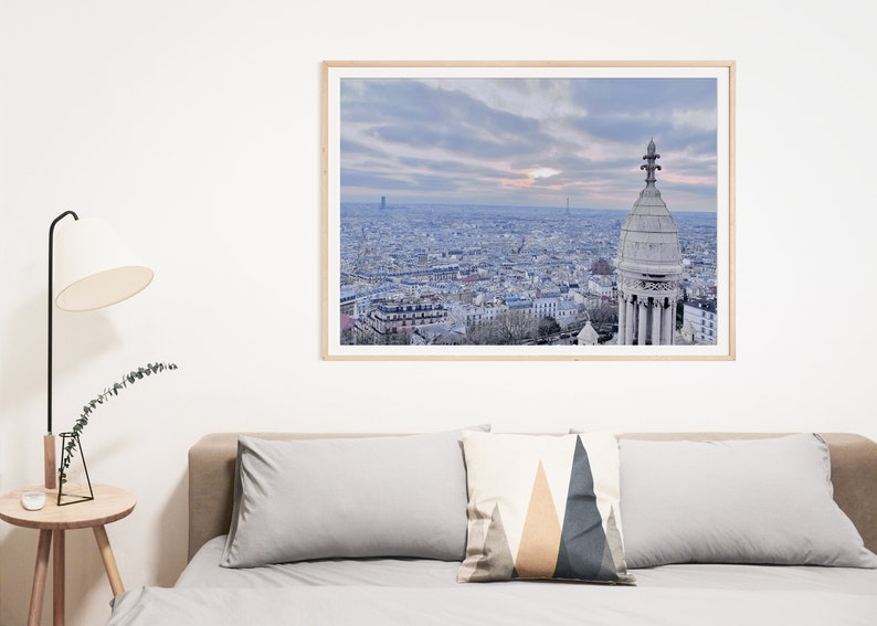View of Paris with Eiffel Tower from Sacre Coeur at Sunset Instant Digital Download Photography image 2